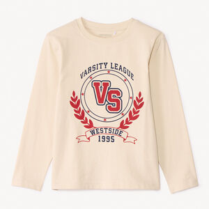 T-shirt με μακριά μανίκια σε ενιαίο χρώμα με μαλακή εκτύπωση για αγόρι 