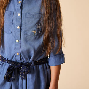 Φόρεμα πουκαμίσα με μακριά μανίκια και ζώνη για κορίτσι 