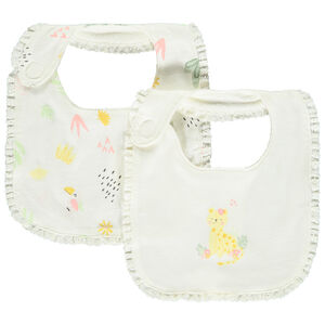 Σετ από 2 μαντηλάκια με σχέδιο ζούγκλας και κέντημα για κορίτσι μωρού 