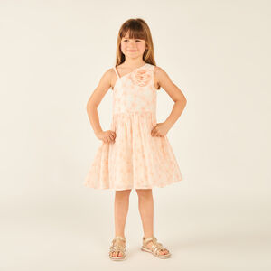 Ασύμμετρη μπαλντόνα φόρεμα με κεντημένα λουλούδια για κορίτσι 
