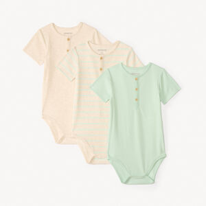 Σετ 3 κοντομάνικων κορσέδων με ραβδώσεις για μωρούς αγόρια. 