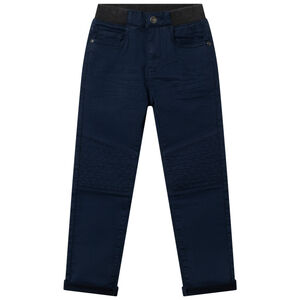 Pantalon en toile à croisillons et taille élastiquée Main Pantalon en toile à croisillons et taille élastiquée