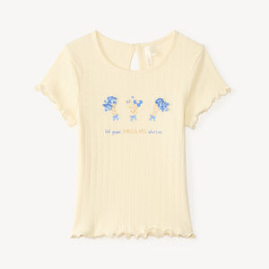 T-shirt με κοντά μανίκια με ημιδιαφανές σχέδιο και αιθέρια λουλούδια για κορίτσι μωρού 