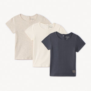Σετ 3 μονόχρωμα κοντομάνικα t-shirts jersey για μωρό κορίτσι 