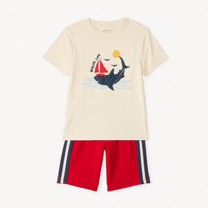 Σύνολο κοντομάνικου μπλουζάκι + φανταστικό σορτσάκι για αγόρι 