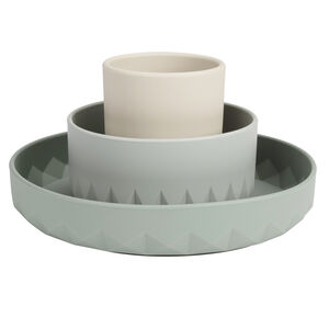 Set repas 3 pièces en silicone Origami vert 
