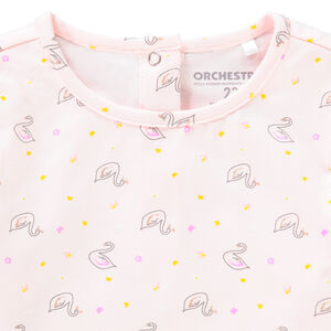 T-shirt μακρυμάνικο ροζ με σχέδιο κύκνοs για bebe κορίτσι 