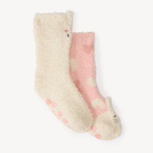 Chaussettes hautes bébé fille en sherpa antidérapantes lot de 2 