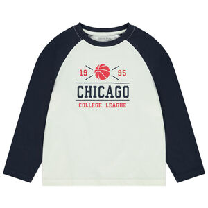T-shirt μακρυμάνικο raglan με τύπωμα μπάσκετ για αγόρι 