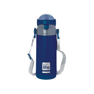 Ανοξείδωτο Παγούρι Kids Thermos Θερμός με Καλαμάκι Navy Blue Ecolife 