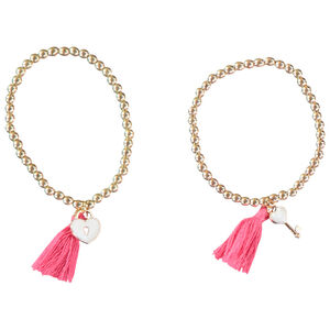 Σετ από 2 βραχιόλια με πέρλες και πομ πομ για κορίτσι 