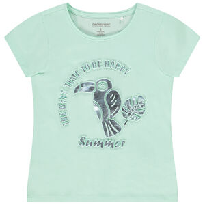 T-shirt manches courtes print embossed en foil pour fille Main T-shirt manches courtes print embossed en foil pour fille
