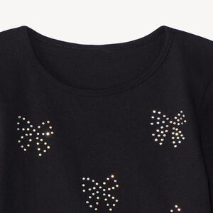 T-shirt manches longues avec nœud en strass pour fille 