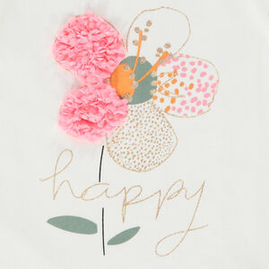 T-shirt manches courtes volantées motif fantaisie pour fille 