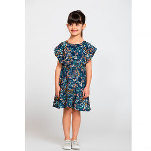Robe manches courtes volantées et dos fantaisie pour fille Main Robe manches courtes volantées et dos fantaisie pour fille