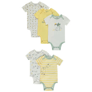 Σετ από 5 κορμάκια με κοντά μανίκια φαντεζί για μωρά με διαφορετικά ανοίγματα ανάλογα με την ηλικία 