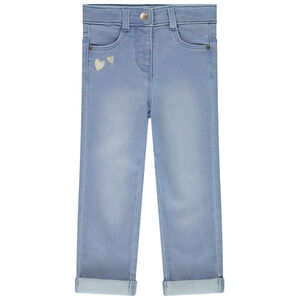 Τζιν slim με κεντημένες καρδιές για bebe κορίτσι 