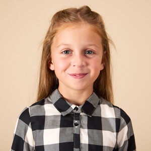 Φόρεμα μακρυμάνικο με καρό σχέδιο και γιακά για κορίτσι 