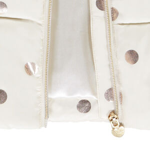 Αμάνικο μπουφάν με σχέδιο πουά και ιριδίζουσες λεπτομέρειες για κορίτσι 