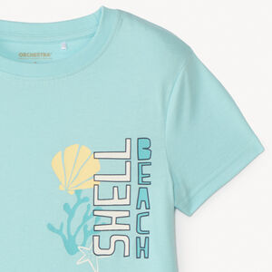 T-shirt à manches courtes avec imprimé thème marin pour garçon 