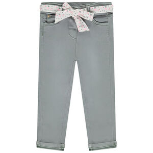 Τζιν ίσια γραμμή με πλεκτή ζώνη λουλουδάτη για bebe κορίτσι 