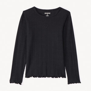 T-shirt manches longues avec cœur brodé pour fille   