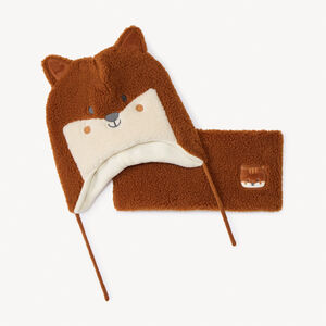 Set bonnet + snood renard fantaisie pour bébé garçon   Main Set bonnet + snood renard fantaisie pour bébé garçon