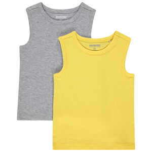 Σετ 2 μονόχρωμα αμάνικα μπλουζάκια από βιολογικό βαμβάκι 