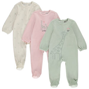 Σετ από 3 βελουτέ φορμάκια με σχέδιο καμηλοπάρδαλη για bebe κορίτσι με διαφορετικά ανοίγματα ανάλογα με την ηλικία 