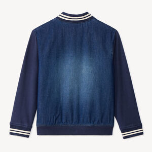 Τeddy jacket για αγόρια με δύο υλικά: τζην και φλις. 