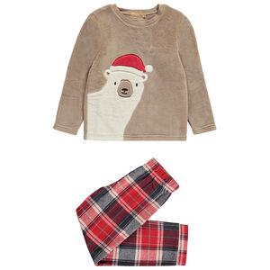 Πιτζάμα 2 τμχ. με καρό παντελόνι από φλάνελο 