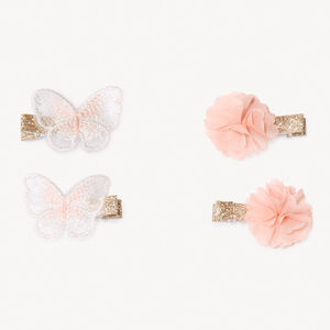 Set de 4 barrettes papillons et fleurs pour fille 