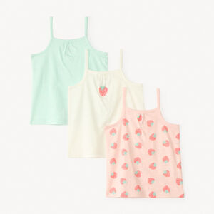 Σετ 3 αμάνικων μπλουζών με σχέδιο φράουλες για κορίτσι μωρού 