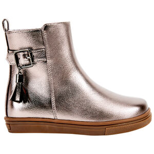 Μποτάκια με ιριδίζον εφέ και φούντα για μωρό κορίτσι 