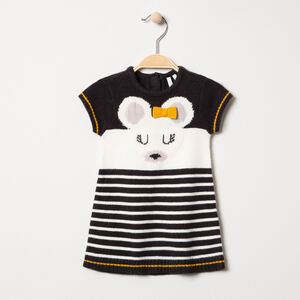 Φόρεμα κοντομάνικο από πλεκτό με σχέδιο ποντίκι και ρίγες 