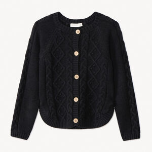 Ζακέτα πλεκτό μονόχρωμη με φαντεζί πλέξη για κορίτσι 