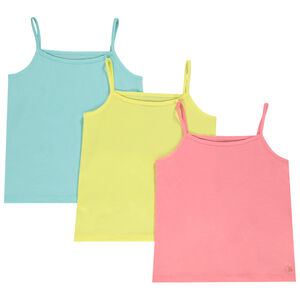 Σετ από 3 μονόχρωμα αμάνικα μπλουζάκια με λεπτές τιράντες για κορίτσι 