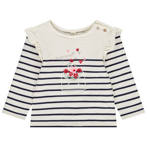 T-shirt manches longues fantaisie marinière pour bébé fille 