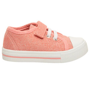 Αθλητικά παπούτσια χαμηλά από ύφασμα με ελαστικά κορδόνια και σκρατς για bebe κορίτσι 