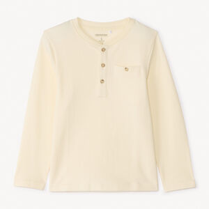 T-shirt à manches longues uni avec col tunisien pour garçon 