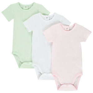 Σετ από 3 μονόχρωμα κοντομάνικα bodies για κορίτσι . 