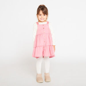 Robe salopette en toile unie pour bébé fille  Main Robe salopette en toile unie pour bébé fille