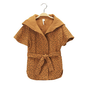 Μπουρνούζι με κουκούλα print σε βαμβακερή γάζα 