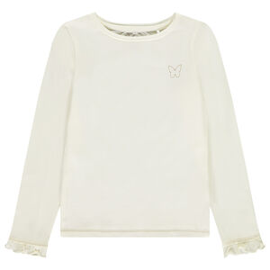 Μακρυμάνικο T-shirt με πεταλούδα σε χρυσό lurex για κορίτσι 