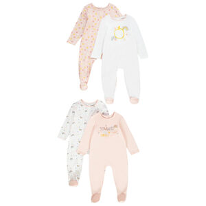 Lot de 4 dors-bien à manches longues en jersey pour bébé fille 