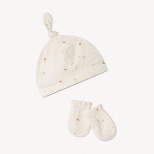 Σκούφος με φιόγκο και ασορτί γάντια από jersey για μωρό 