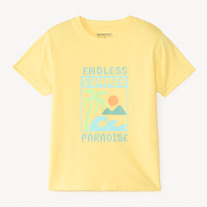 T-shirt à manches courtes uni avec impression et broderie estivale fantaisie pour garçon 