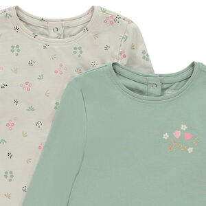 Σετ από 2 πλεκτά μπλουζάκια μακρυμάνικα με σχέδιο για μωρό κορίτσι 