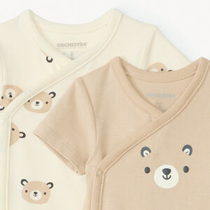 Σετ 2 κοντομάνικων κορμάκια με αρκουδάκια για μωρά αγόρια 