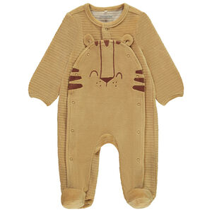 Dors-bien ludique en velours motif tigre pour bébé garçon  Main Dors-bien ludique en velours motif tigre pour bébé garçon
